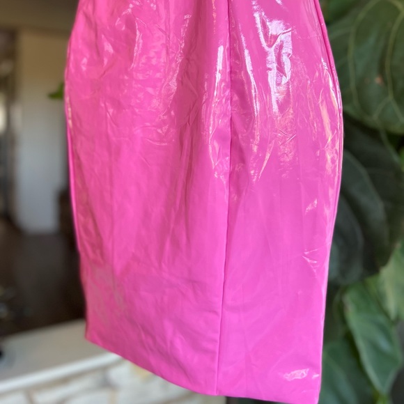 NWT Meshki Pink Jennifer Cut Out Mini Latex Dress Barbiecore Medium - Picture 6 of 13